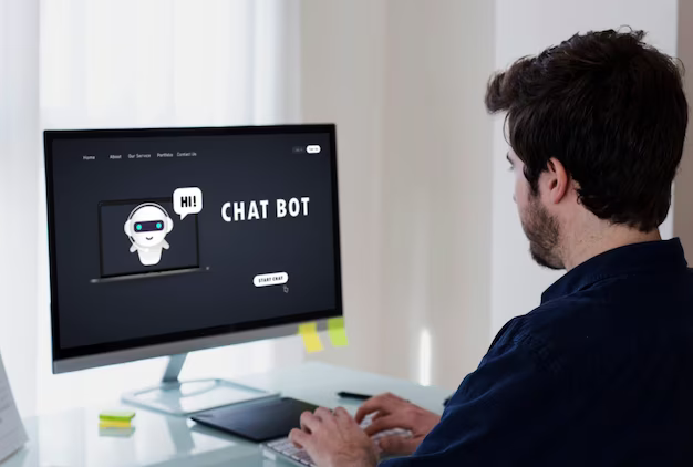 Man op computer met chatbot